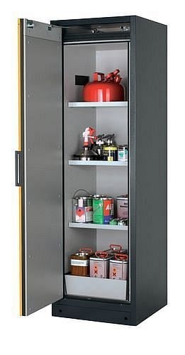 asecos Gefahrstoffschrank Select FM W-63L, 600 mm, 3 Einlegeböden, Tür gelb (links), 238927