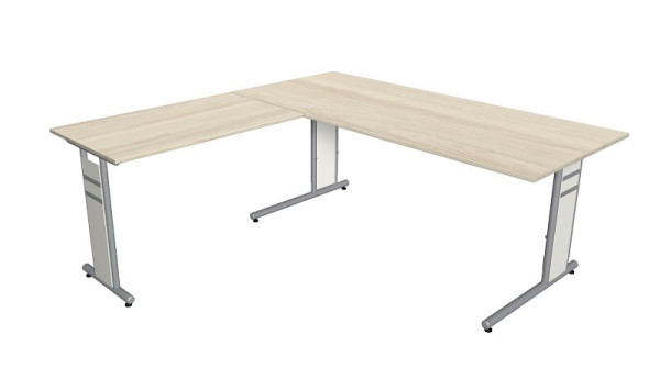 Kerkmann Schreibtisch B 1800 x T 800 x H 680-820 mm mit Ansatz/Anbautisch, Form 4, Farbe: Ahorn, 11412450