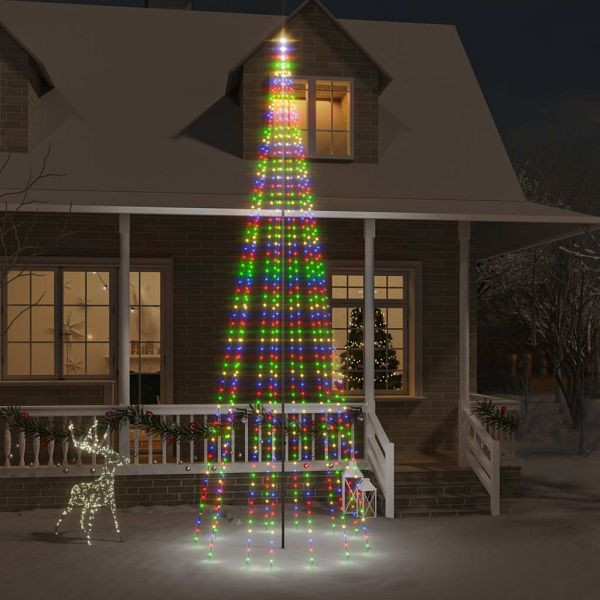 vidaXL LED-Weihnachtsbaum für Fahnenmast Mehrfarbig 732 LEDs 500 cm, 343529