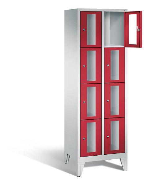 C+P Schließfachschrank Classic, H1850xB610xT500mm, Farbe: Lichtgrau / feuerrot, 8010A204 S10022