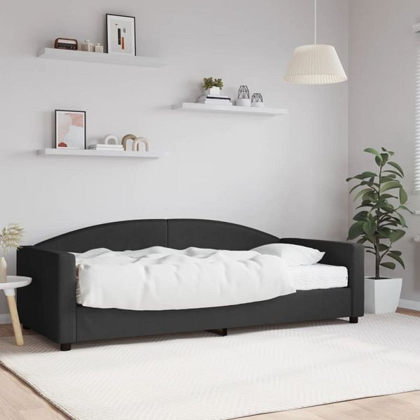 vidaXL Tagesbett mit Matratze Schwarz 90x200 cm Stoff, 3197172
