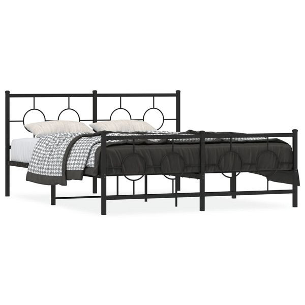 vidaXL Bettgestell mit Kopf- und Fußteil Metall Schwarz 150x200 cm, 376246