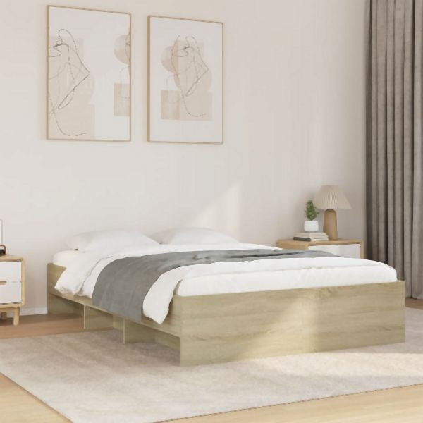 vidaXL Bettgestell ohne Matratze Sonoma-Eiche 120x190 cm Holzwerkstoff, 3295697
