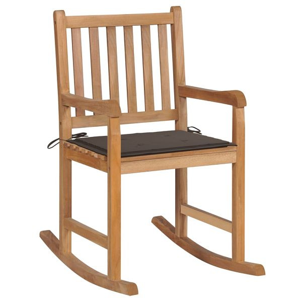 vidaXL Schaukelstuhl mit Taupe Kissen Massivholz Teak, 3062765