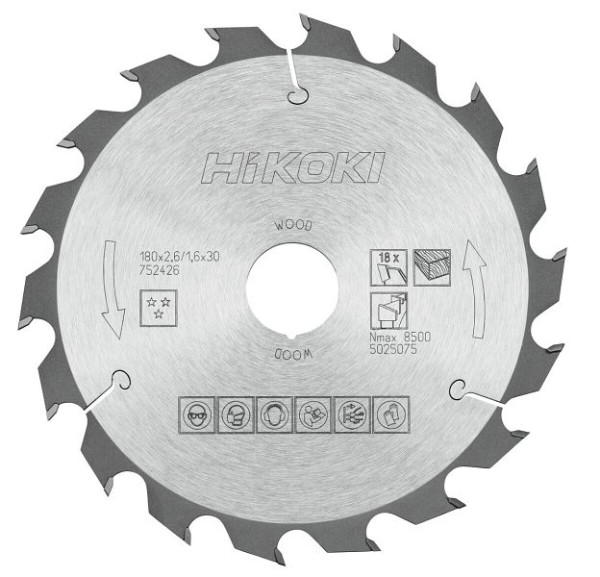 HiKOKI TCT Kreissägeblatt Holz 180x30/20xZ18 Wechselzahn, 752426