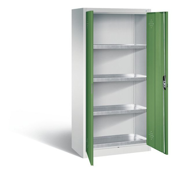 C+P Umweltschrank Acurado, H1950xB930xT500mm, Farbe: Lichtgrau / Resedagrün, Muldengriff, 8921-315 S10319