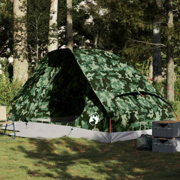 vidaXL Kuppelzelt 4 Personen Camouflage Wasserdicht, 4009644