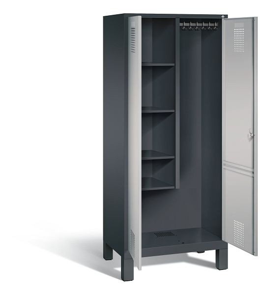 C+P Putzmittel-Spind Evolo, H1850xB810xT500mm, Farbe: Schwarzgrau / Weißaluminium, 48110-02 S10062