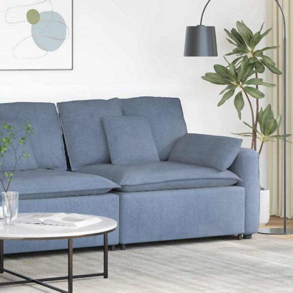 vidaXL Modulares Sofa Endmodul mit Armlehne Kissen Blau 100 cm, 4104410