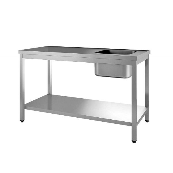 Vaiotec TOPLINE Cheftisch 600 / Becken rechts, 40 mm starke Arbeitsplatte, 120x60x85 cm, 10933
