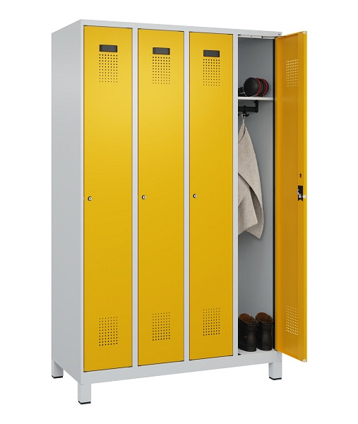 C+P Spind Evolo PLUS, mit Füßen, 4 Abteile, 1950x1200x500mm, 7035/1004, Verschluss Zylinderschloss, Ablageböden 4, 049010-40 S10027