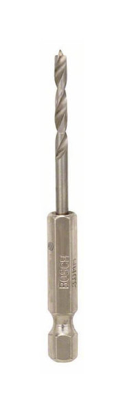 Bosch Holzspiralbohrer mit 1/4 Zoll-Sechskantschaft, 3 x 33 x 74 mm, VE: 5 Stück, 2608595519