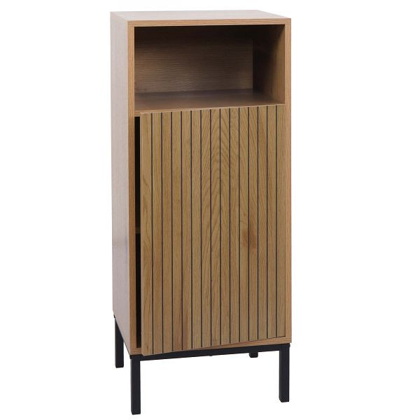 Mendler Kommode HWC-O42, Badezimmerkommode Badschrank Schrank mit 1 Tür, 3 Staufächer, MDF Melamin 98x39x30cm, Holzoptik natur, 112177