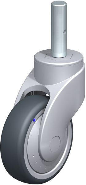 Blickle LWGX-TPA 101XK-FK-ZAX51 Kunststoff-Lenkrolle WAVE, rostfrei, mit Zapfen, Thermoplastisches Gummi-Elastomer, Grau, 751687