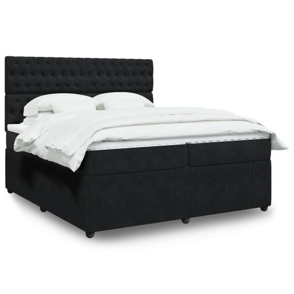 vidaXL Boxspringbett mit Matratze Schwarz 200x200 cm Samt, 3294738