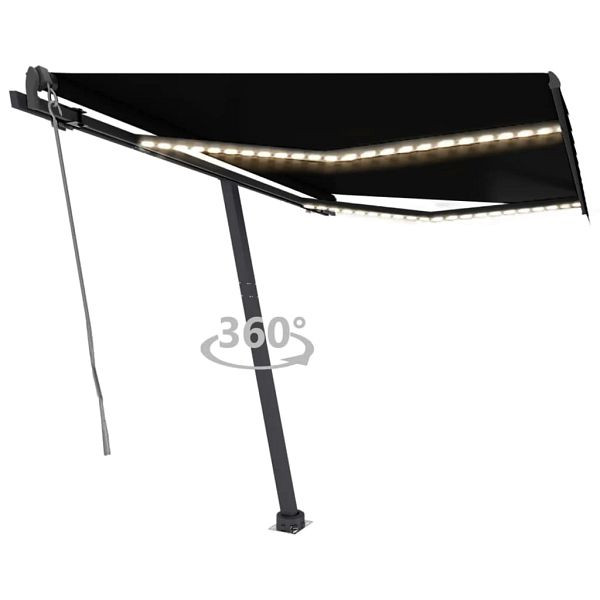 vidaXL Automatische Markise mit LED & Windsensor 350x250 cm Anthrazit, 3069734
