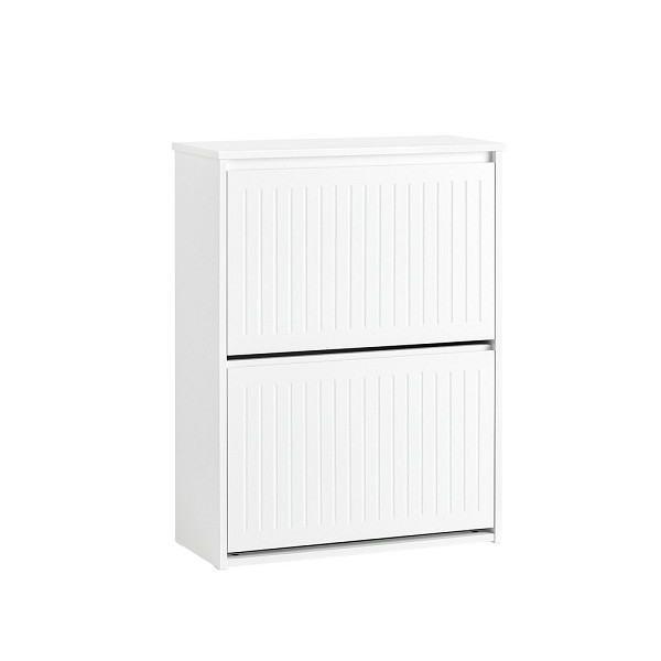 SoBuy Schuhschrank mit 2 Türen Weiß 61x26x81 cm, Modern, FSR165-K-W