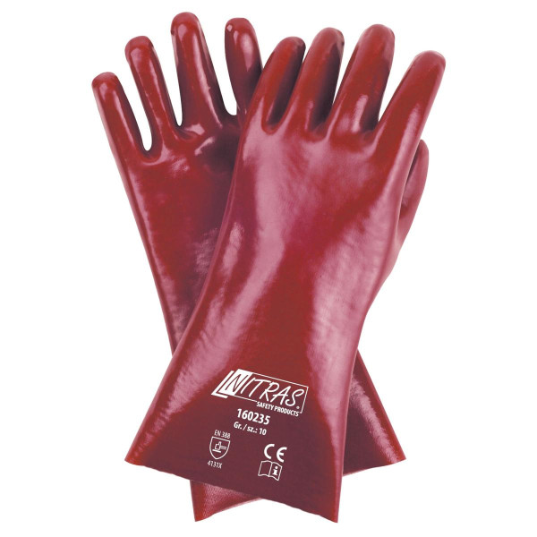 NITRAS Handschuh-PVC, rot, vollbeschichtet, 35cm, Größe: 10, VE: 120 Paar, 160235-10
