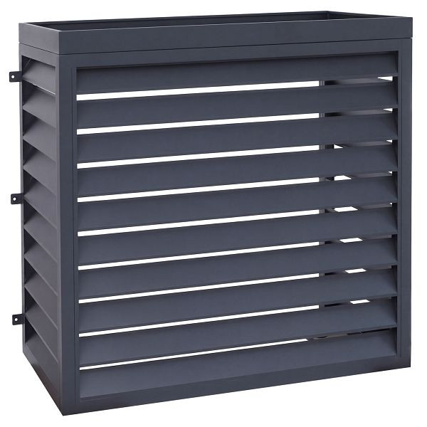 Mendler Verkleidung für Klimaanlage/Wärmetauscher HWC-O43 mit Pflanzkasten, Abdeckung, Metall 118x124x65cm, anthrazit, 121571+121572