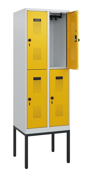 C+P Doppelstock-Spind Evolo PLUS, Gestell, 4 Fächer, 1950x600x500mm, 7035/1004, Drehriegel, 0493305-20 S10000