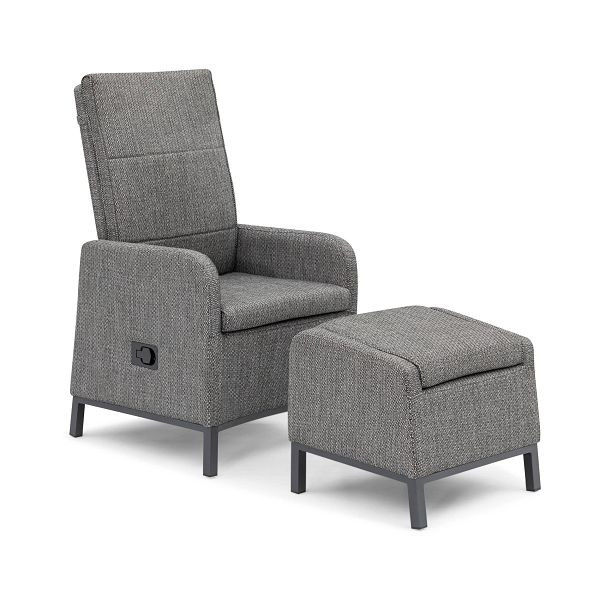 BEST Riga, Relaxsessel mit Fußhocker, Anthrazit, 555431