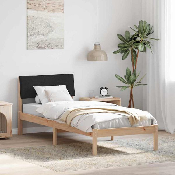 vidaXL Bettgestell Braun und Schwarz 75 x 190 cm Massivholz Kiefer, 878581
