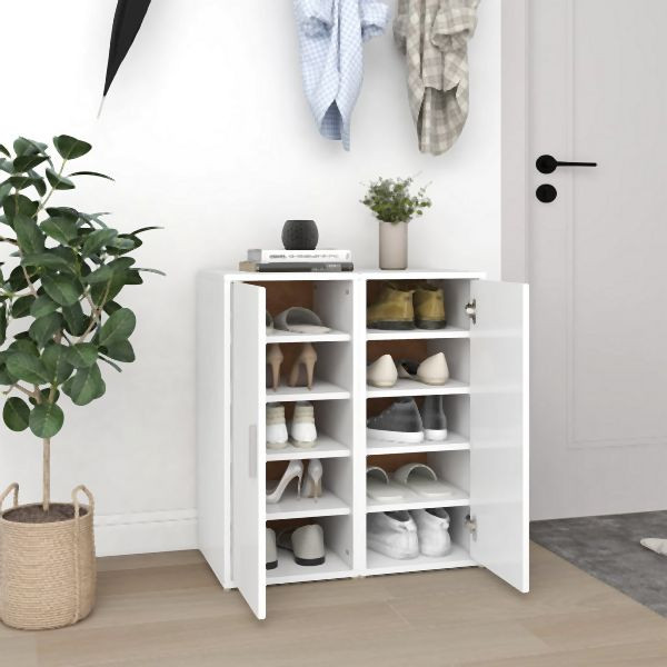 vidaXL Schuhschränke 2 Stk. Weiß 32x35x70 cm Holzwerkstoff, 808955