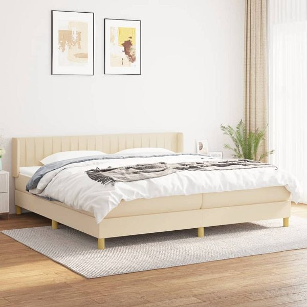 vidaXL Boxspringbett mit Matratze Creme 200x200 cm Stoff, 3130462