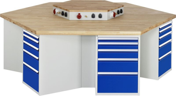 RAU Gruppenwerkbank 4000 - Modell 499, B2700 x T2340 x H900 mm, mit Energieaufsatz, 03-499-135B5M-EA1.11