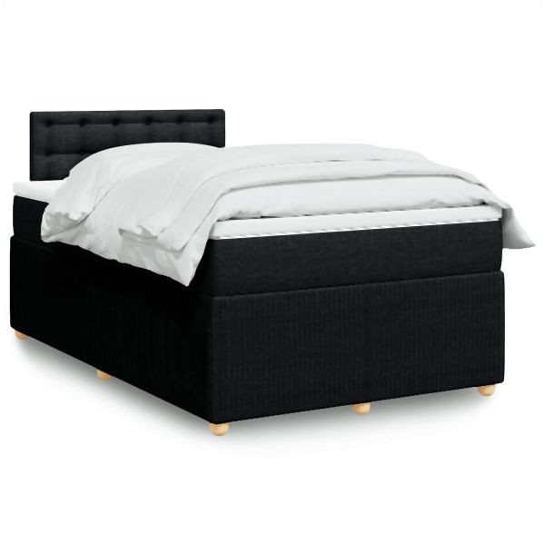vidaXL Boxspringbett mit Matratze Schwarz 120x200 cm Stoff, 3289739