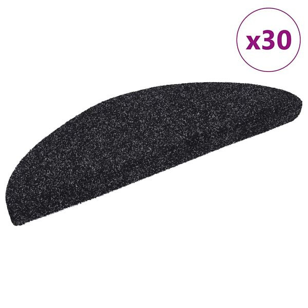 vidaXL Stufenmatten Selbstklebend 30 Stk. Schwarz 56x17x3 cm, 3365681