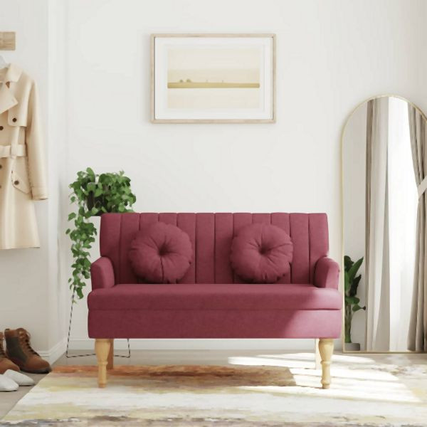vidaXL Sitzbank mit Kissen Weinrot 113x64,5x75,5 cm Stoff, 372137