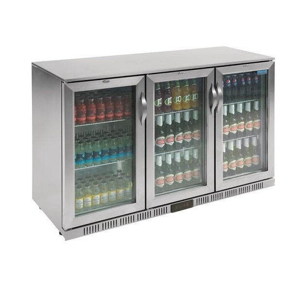 Polar Serie G Edelstahl Barkühlschrank mit 3 Klapptüren 330L, GL009