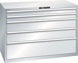 LISTA Schubladenschrank 78x36E (BxTxH) 1431x725x1000mm AUTO Lock, Lichtgrau, 5 Schubladen, Traglast Schubladen 75 - 200 kg, 79.492.020.A