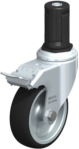 Blickle LKRA-PATH 101G-11-FI-ER15 Apparate-Lenkrolle mit Expander & Feststeller, Thermoplastisches Polyurethan, Grau, 848767