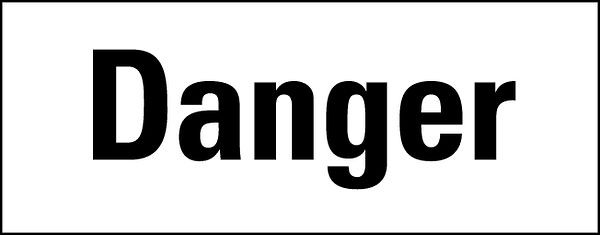 Schilder Klar Danger, 90x35 mm Folie selbstklebend, 477/63