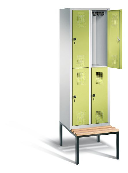 C+P Spind doppelstöckig Evolo, H2090xB610xT815mm, Farbe: Lichtgrau / Viridingrün, 48350-20 S10178