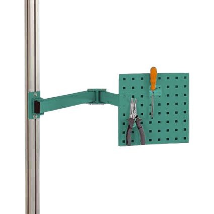 Manuflex Werkzeugträgerplatte für CANTOLAB und ALU, BxH 305 x 305 mm, mit Doppelgelenk-Schwenkausleger, Graugrün, ZB8232.0001