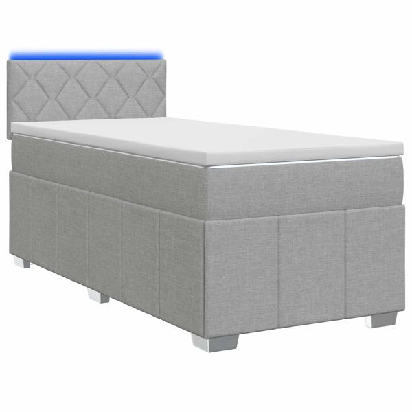 vidaXL Boxspringbett mit Matratze Hellgrau 90 x 200 cm Stoff, 3452593