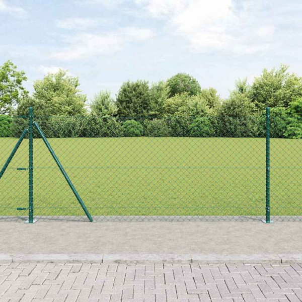vidaXL Kettengliedzaun mit Pfosten Grün 1 x 25 m Stahl, 3351249