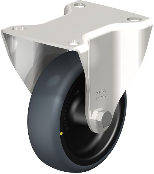 Blickle BX-TPA 102G-ELS Edelstahl-Bockrolle mit Anschraubplatte, Thermoplastisches Gummi-Elastomer, Grau, 853599