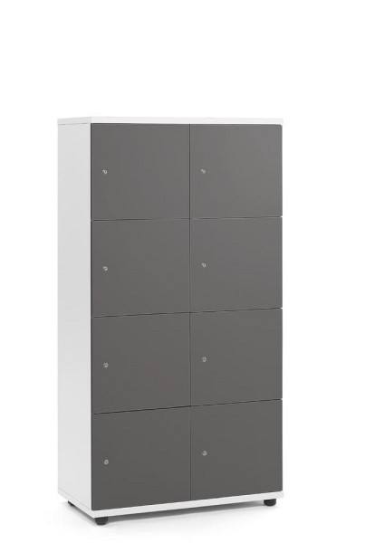 Deskin Schließfachschrank OFFICE-LINE, 8 Fächer, Korpus Weiß, Türen Anthrazit, H 1530 x B 800 x T 420 mm, Zylinderschlösser, ohne Posteinwurf, 289950