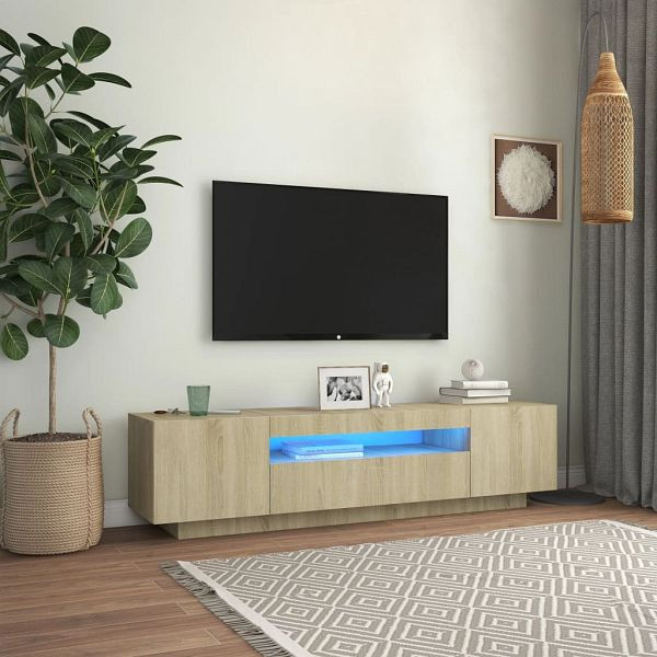 vidaXL TV-Schrank mit LED-Leuchten Sonoma-Eiche 160x35x40 cm, 804430