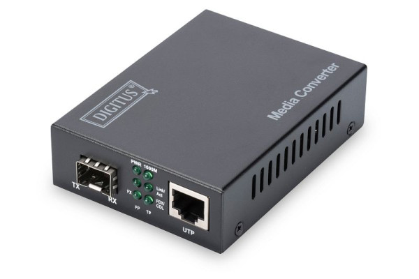 DIGITUS Gigabit Ethernet Medienkonverter, SFP, SFP offener Slot, ohne SFP Modul, DN-82130