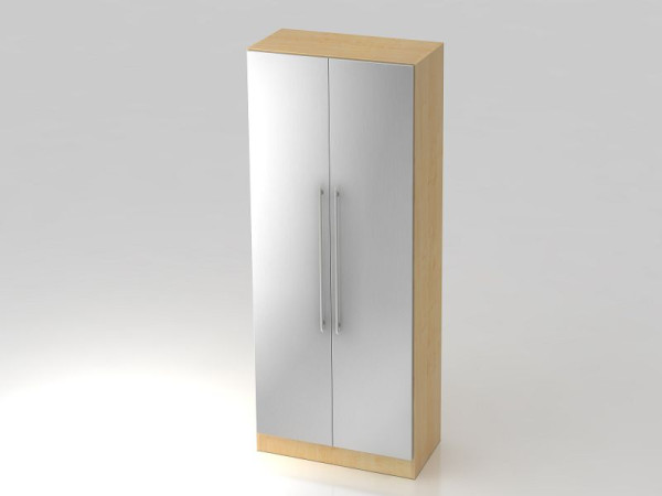 Hammerbacher Garderobenschrank 5OH, Sockelblende, Relinggriff Ahorn/Silber, 80x42x200,4 cm (BxTxH), V7200/3/S/RE