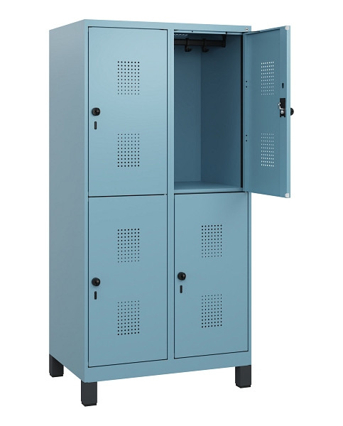 C+P Doppelstöckiger Spind Evolo PLUS, Füße, 4 Fächer, 1630x800x500mm, 0010/0010, Drehriegel, 0493105-22 S10025