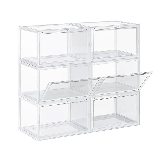 SONGMICS Schuhboxen 6er Set, 33,5 x 25,5 x 19 cm, Transparent, LSP06CW