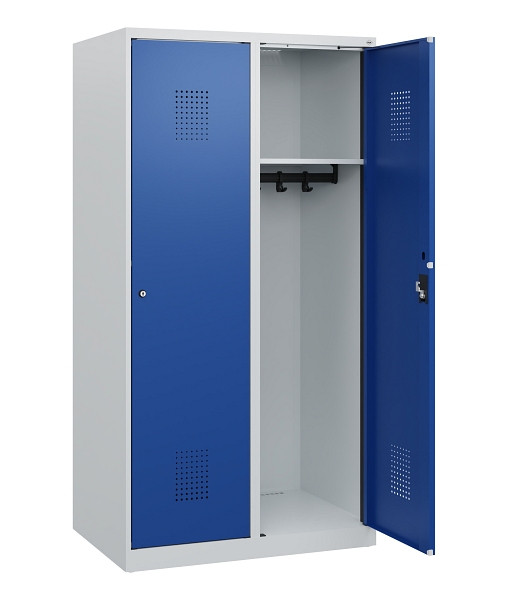C+P Spind Evolo PLUS, 2 Abteile, 1530x800x500mm, 7035/5010, Zylinderschloss, 0490005-22 S10029