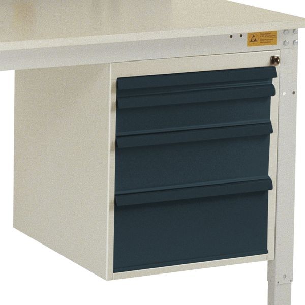 Manuflex ESD-Gehäuse-Unterbau, Nutzhöhe 500 mm mit 4 Schubfächern, für Tischtiefe 1000 mm, Anthrazit, LZ4763.7016
