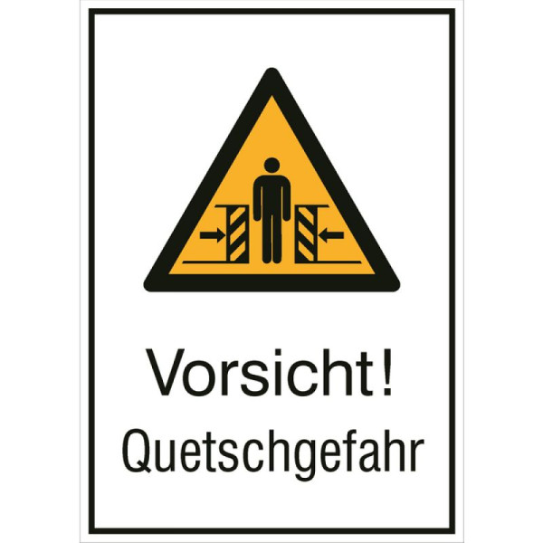 Stein HGS Kombischild mit Warnzeichen und Zusatztext, Vorsicht! Quetschgefahr, Alu, geprägt, 262 x 371 mm, 11.0450